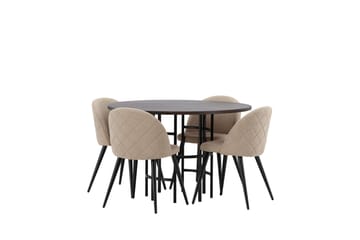 Copenhagen spisegruppe 115 cm rund med 4 Velvet-stoler - Beige - Møbler - Bord - Spisegrupper