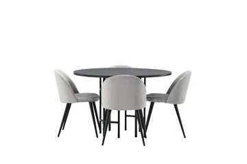Copenhagen Spisegruppe 115 cm Rund med 4 Velvet Stoler