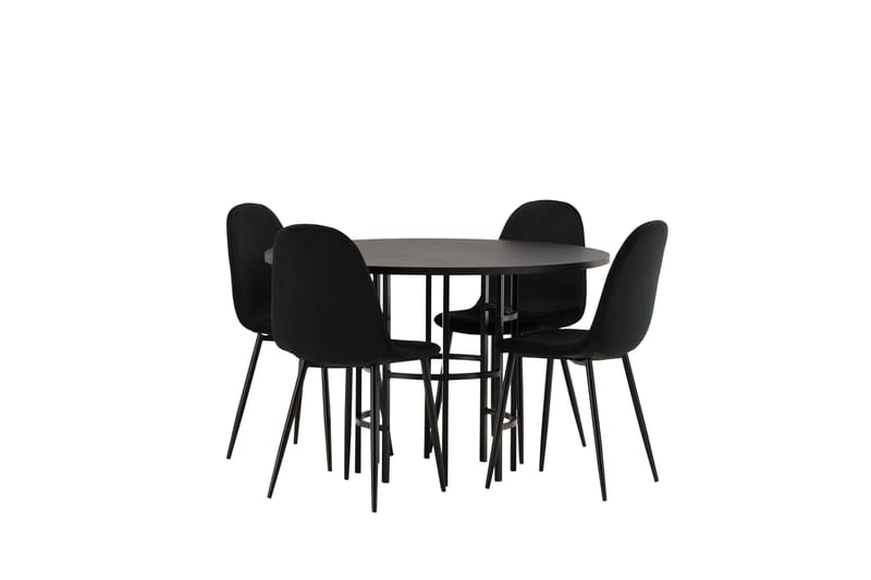 Copenhagen Spisegruppe 115 cm Rund med 4 Polar Stoler - Sort - Møbler - Bord - Spisegrupper