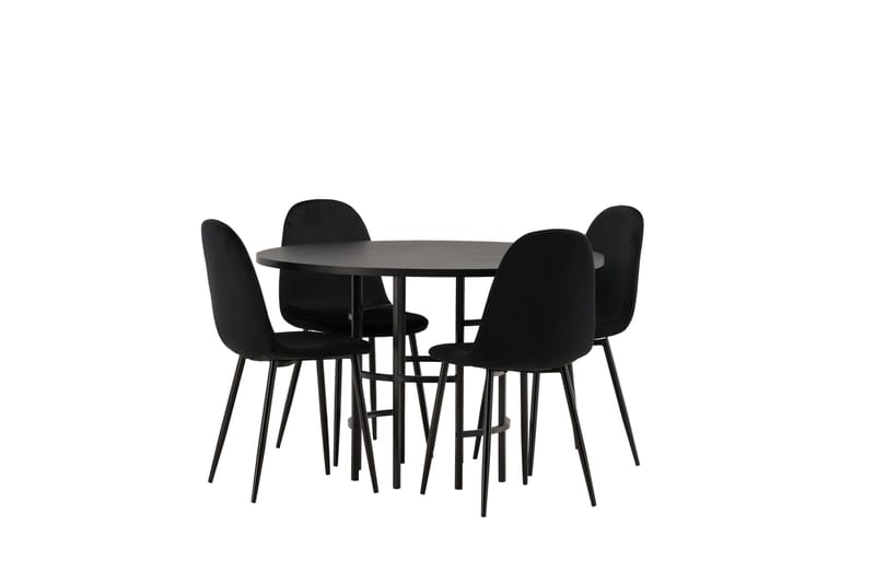 Copenhagen Spisegruppe 115 cm Rund med 4 Polar Stoler - Sort - Møbler - Bord - Spisegrupper