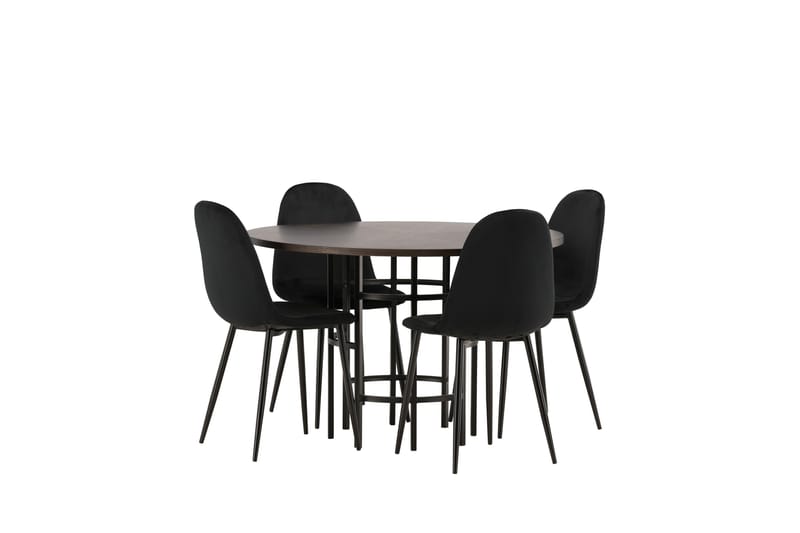 Copenhagen Spisegruppe 115 cm Rund med 4 Polar Stoler - Sort - Møbler - Bord - Spisegrupper