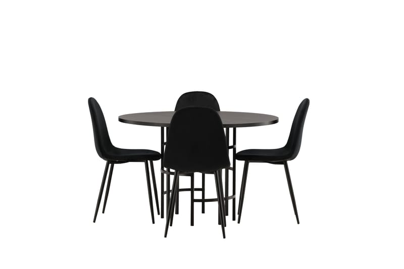 Copenhagen Spisegruppe 115 cm Rund med 4 Polar Stoler - Sort - Møbler - Bord - Spisegrupper