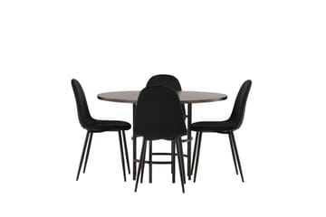 Copenhagen Spisegruppe 115 cm Rund med 4 Polar Stoler - Sort - Møbler - Bord - Spisegrupper