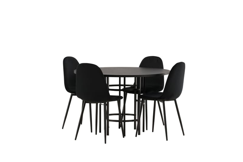 Copenhagen Spisegruppe 115 cm Rund med 4 Polar Stoler - Sort - Møbler - Bord - Spisegrupper