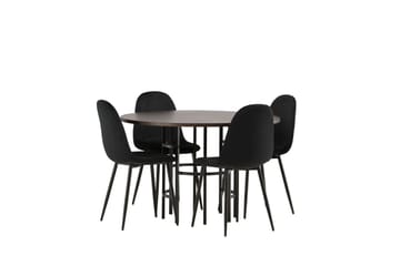 Copenhagen Spisegruppe 115 cm Rund med 4 Polar Stoler - Sort - Møbler - Bord - Spisegrupper