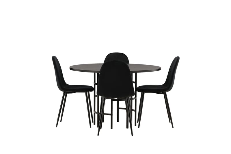 Copenhagen Spisegruppe 115 cm Rund med 4 Polar Stoler - Sort - Møbler - Bord - Spisegrupper