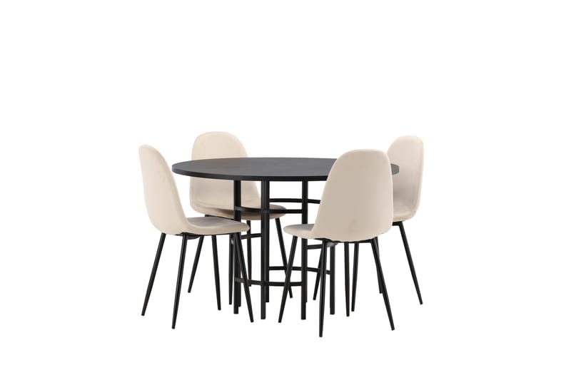 Copenhagen Spisegruppe 115 cm Rund med 4 Polar Stoler - Beige - Møbler - Bord - Spisegrupper