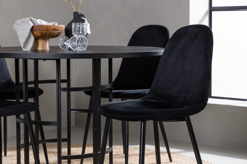 Copenhagen Spisegruppe 115 cm Rund med 4 Polar Stoler - Sort - Møbler - Bord - Spisegrupper