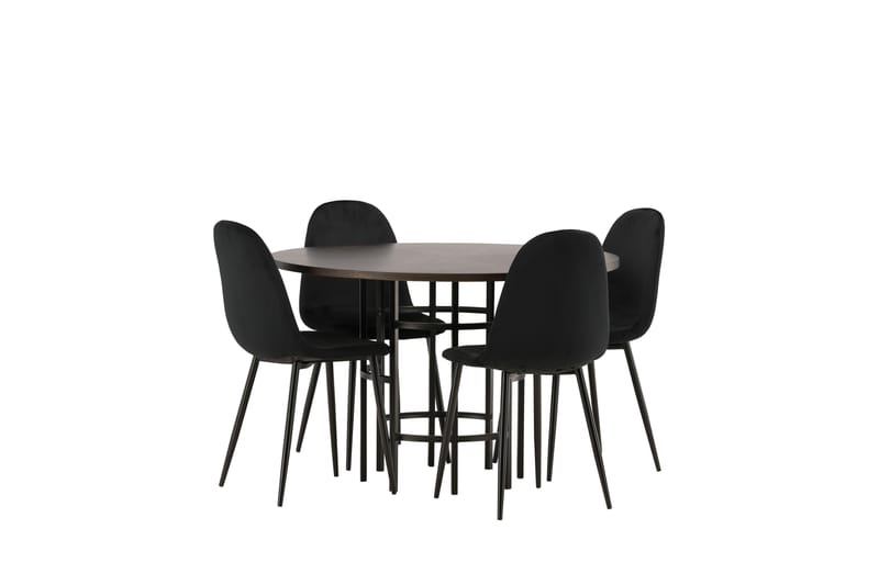 Copenhagen Spisegruppe 115 cm Rund med 4 Polar Stoler - Sort - Møbler - Bord - Spisegrupper
