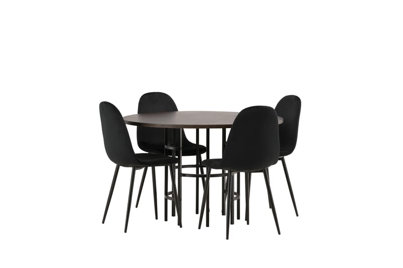 Copenhagen Spisegruppe 115 cm Rund med 4 Polar Stoler - Sort - Møbler - Bord - Spisegrupper