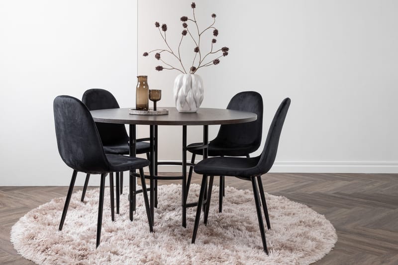 Copenhagen Spisegruppe 115 cm Rund med 4 Polar Stoler - Sort - Møbler - Bord - Spisegrupper