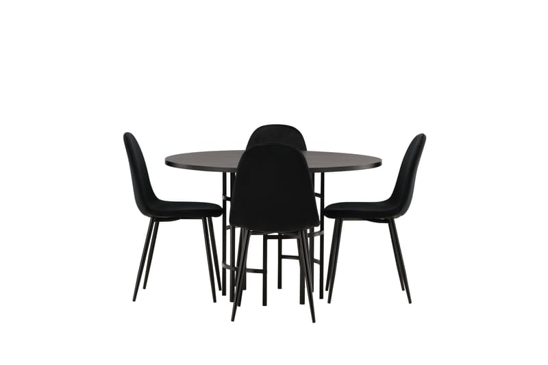 Copenhagen Spisegruppe 115 cm Rund med 4 Polar Stoler - Sort - Møbler - Bord - Spisegrupper