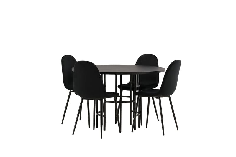 Copenhagen Spisegruppe 115 cm Rund med 4 Polar Stoler - Sort - Møbler - Bord - Spisegrupper