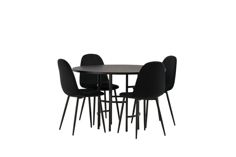 Copenhagen Spisegruppe 115 cm Rund med 4 Polar Stoler - Sort - Møbler - Bord - Spisegrupper