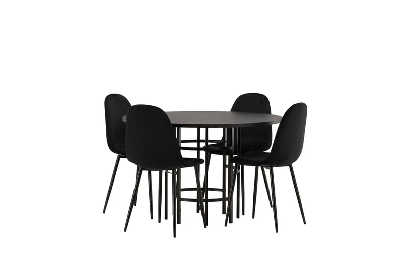 Copenhagen Spisegruppe 115 cm Rund med 4 Polar Stoler - Sort - Møbler - Bord - Spisegrupper