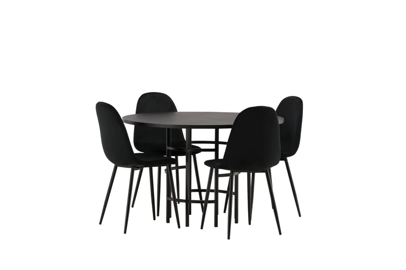Copenhagen Spisegruppe 115 cm Rund med 4 Polar Stoler - Sort - Møbler - Bord - Spisegrupper