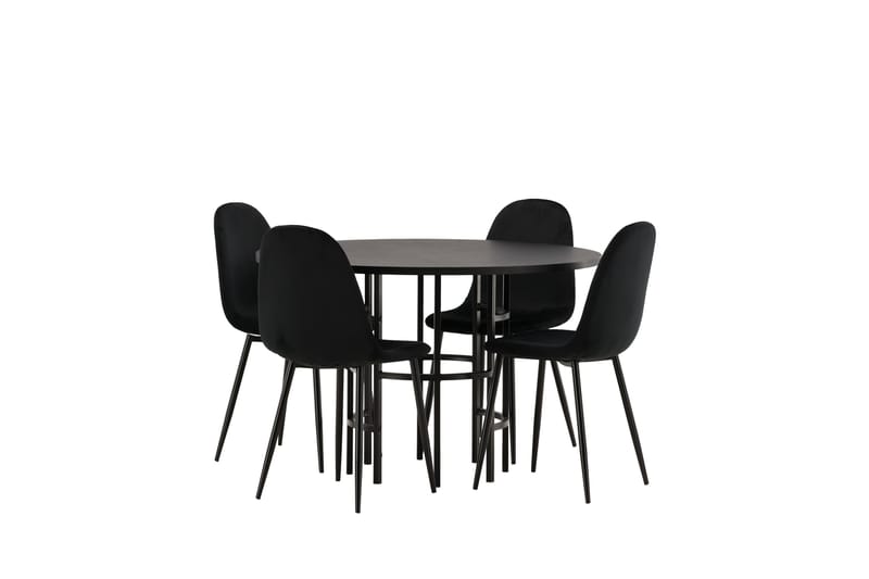 Copenhagen Spisegruppe 115 cm Rund med 4 Polar Stoler - Sort - Møbler - Bord - Spisegrupper