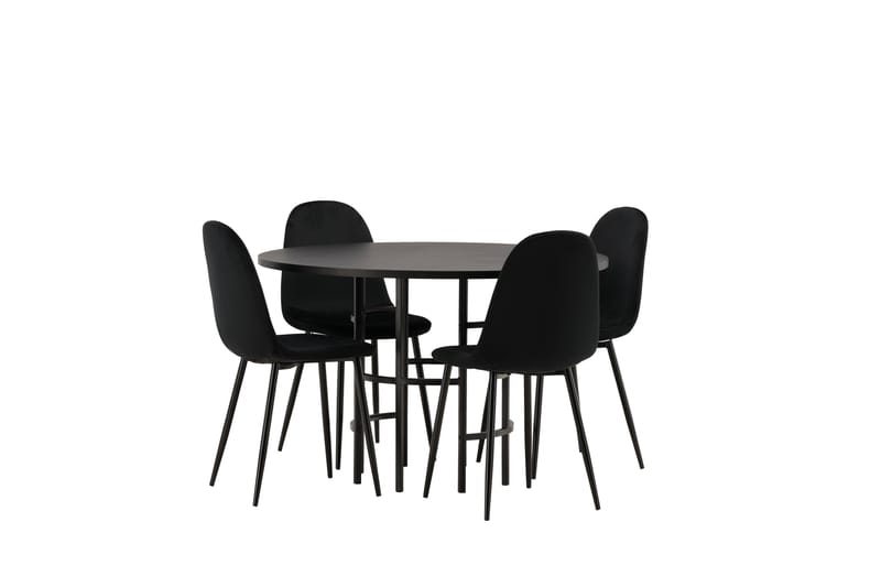 Copenhagen Spisegruppe 115 cm Rund med 4 Polar Stoler - Sort - Møbler - Bord - Spisegrupper
