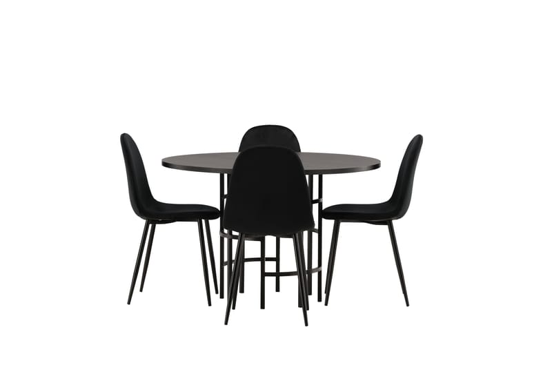 Copenhagen Spisegruppe 115 cm Rund med 4 Polar Stoler - Sort - Møbler - Bord - Spisegrupper