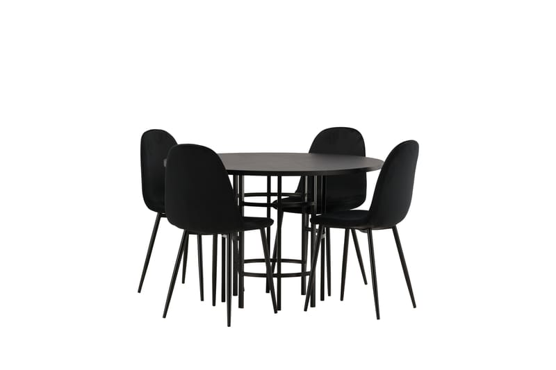 Copenhagen Spisegruppe 115 cm Rund med 4 Polar Stoler - Sort - Møbler - Bord - Spisegrupper