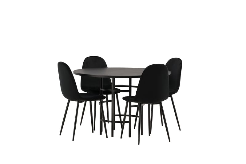 Copenhagen Spisegruppe 115 cm Rund med 4 Polar Stoler - Sort - Møbler - Bord - Spisegrupper
