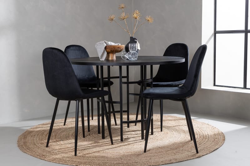 Copenhagen Spisegruppe 115 cm Rund med 4 Polar Stoler - Sort - Møbler - Bord - Spisegrupper