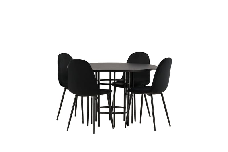Copenhagen Spisegruppe 115 cm Rund med 4 Polar Stoler - Sort - Møbler - Bord - Spisegrupper