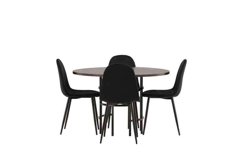 Copenhagen Spisegruppe 115 cm Rund med 4 Polar Stoler - Sort - Møbler - Bord - Spisegrupper