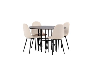 Copenhagen Spisegruppe 115 cm Rund med 4 Polar Stoler - Beige - Møbler - Bord - Spisegrupper