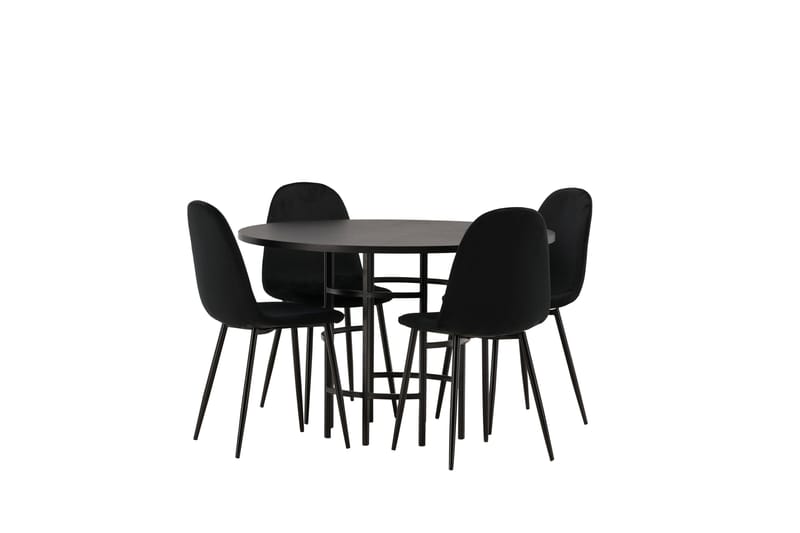 Copenhagen Spisegruppe 115 cm Rund med 4 Polar Stoler - Sort - Møbler - Bord - Spisegrupper