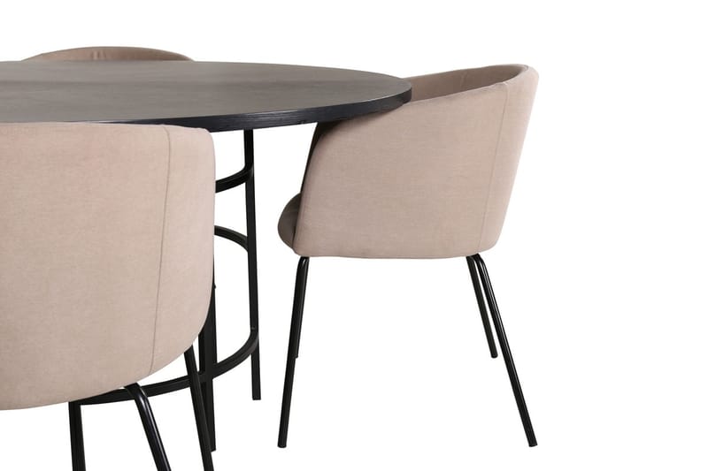 Copenhagen Spisegruppe 140 cm rund med 4 Berit stoler - Beige/Svart - Møbler - Bord - Spisegrupper