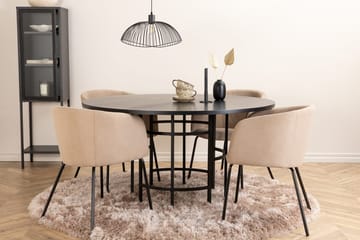 Copenhagen Spisegruppe 140 cm rund med 4 Berit stoler - Beige/Svart - Møbler - Bord - Spisegrupper