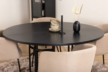 Copenhagen Spisegruppe 140 cm rund med 4 Berit stoler - Beige/Svart - Møbler - Bord - Spisegrupper