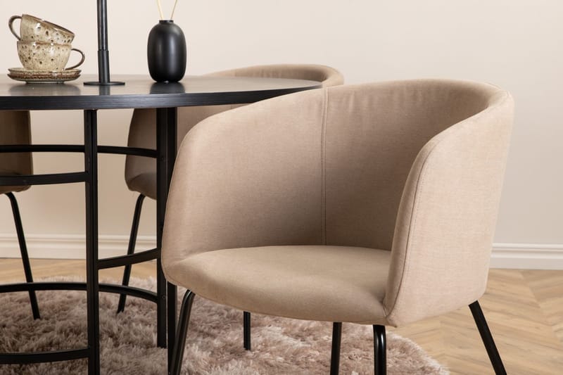 Copenhagen Spisegruppe 140 cm rund med 4 Berit stoler - Beige/Svart - Møbler - Bord - Spisegrupper