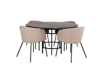 Copenhagen Spisegruppe 140 cm rund med 4 Berit stoler - Beige/Svart - Møbler - Bord - Spisegrupper