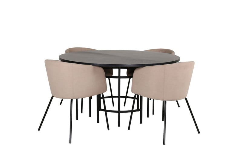 Copenhagen Spisegruppe 140 cm rund med 4 Berit stoler - Beige/Svart - Møbler - Bord - Spisegrupper