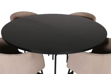 Copenhagen Spisegruppe 140 cm rund med 4 Berit stoler - Beige/Svart - Møbler - Bord - Spisegrupper