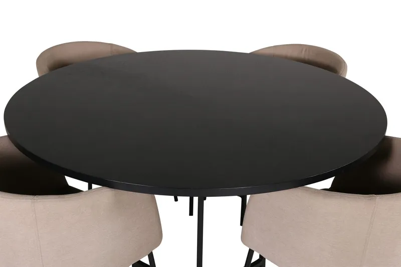 Copenhagen Spisegruppe 140 cm rund med 4 Berit stoler - Beige/Svart - Møbler - Bord - Spisegrupper
