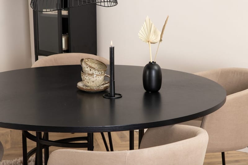 Copenhagen Spisegruppe 140 cm rund med 4 Berit stoler - Beige/Svart - Møbler - Bord - Spisegrupper