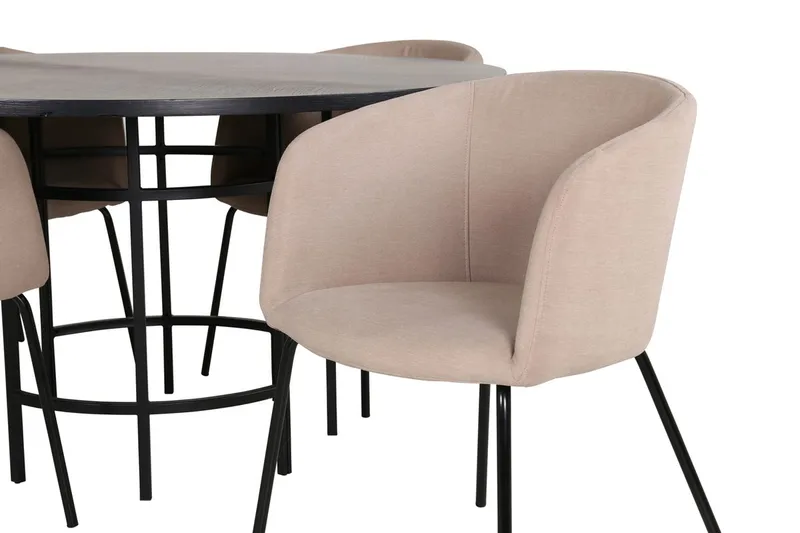 Copenhagen Spisegruppe 140 cm rund med 4 Berit stoler - Beige/Svart - Møbler - Bord - Spisegrupper
