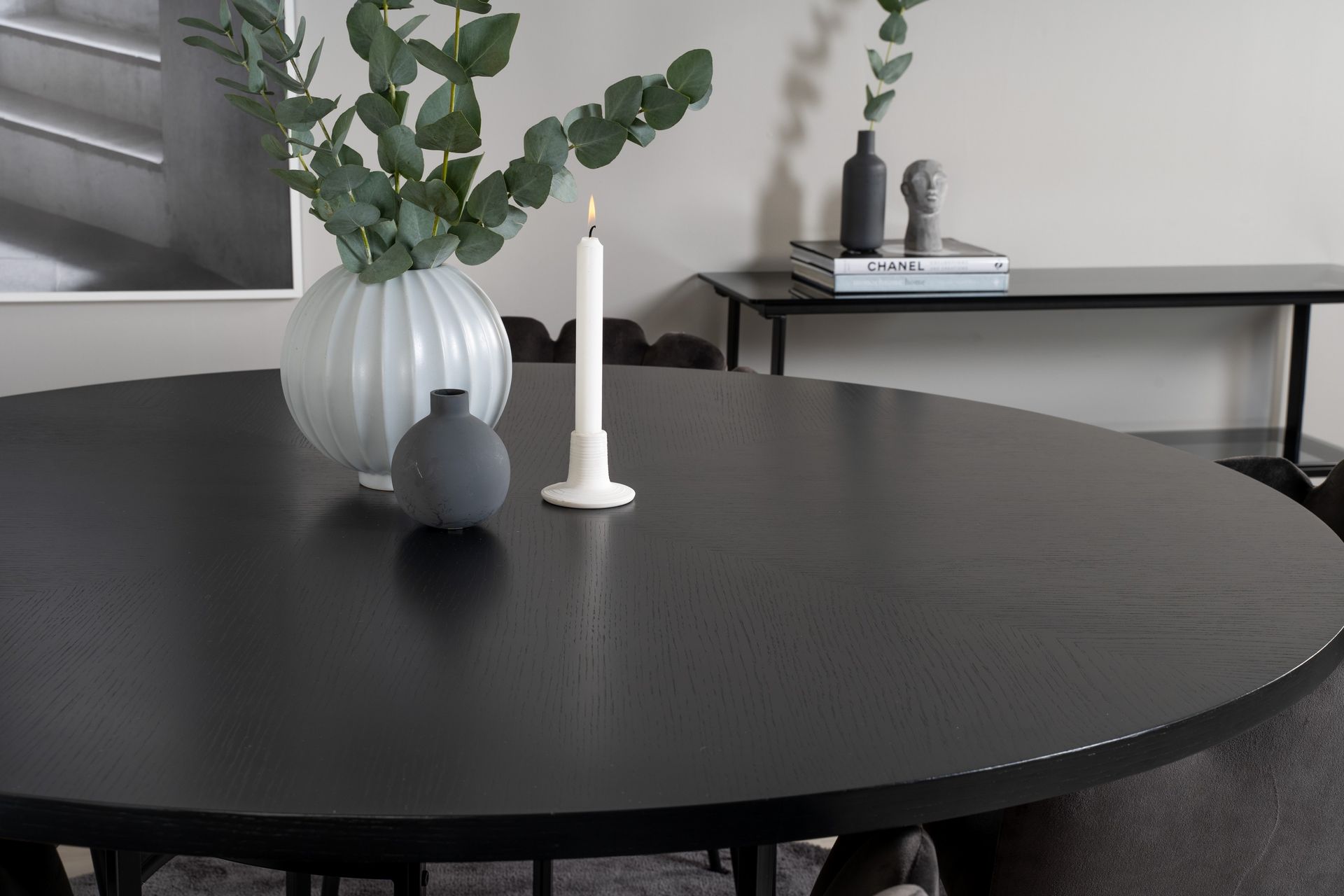 Copenhagen Spisegruppe 140 cm Rund med 4 Limhamn Stoler - Sort - Møbler - Bord - Spisegrupper