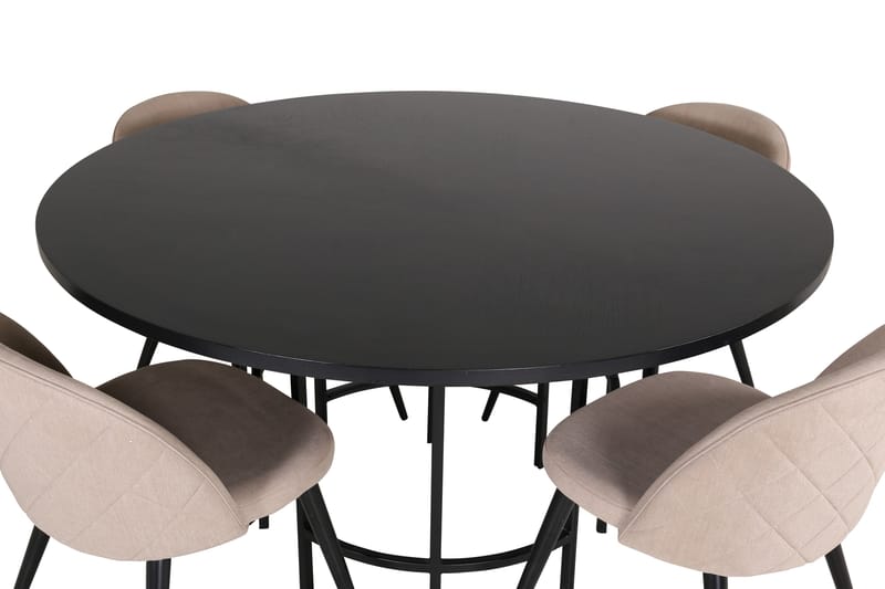 Copenhagen Spisegruppe 140 cm Rund med 4 Velvet Stoler - Beige - Møbler - Bord - Spisegrupper