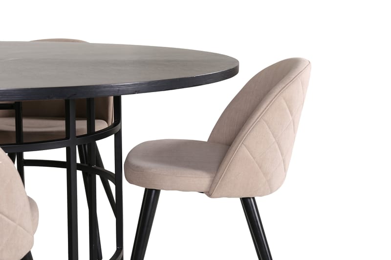 Copenhagen Spisegruppe 140 cm Rund med 4 Velvet Stoler - Beige - Møbler - Bord - Spisegrupper