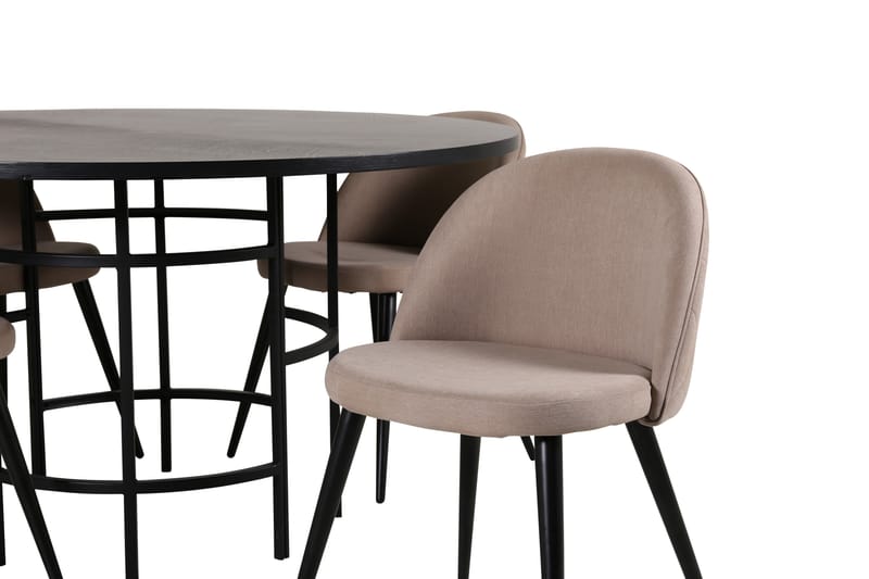 Copenhagen Spisegruppe 140 cm Rund med 4 Velvet Stoler - Beige - Møbler - Bord - Spisegrupper