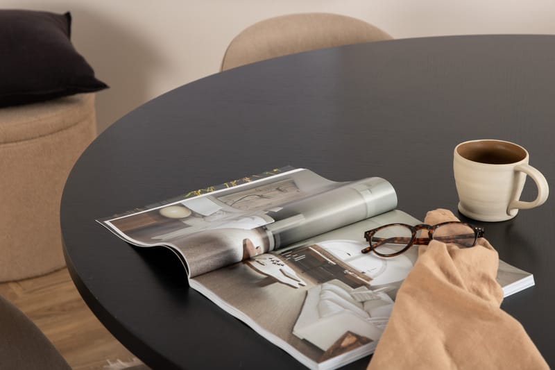 Copenhagen Spisegruppe 140 cm Rund med 4 Velvet Stoler - Beige - Møbler - Bord - Spisegrupper