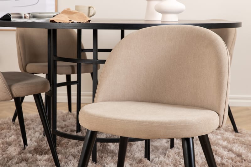 Copenhagen Spisegruppe 140 cm Rund med 4 Velvet Stoler - Beige - Møbler - Bord - Spisegrupper
