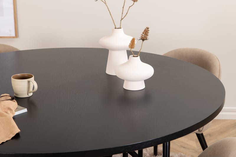 Copenhagen Spisegruppe 140 cm Rund med 4 Velvet Stoler - Beige - Møbler - Bord - Spisegrupper