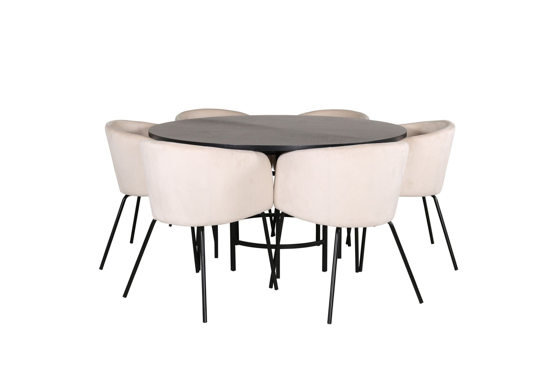 Copenhagen spisegruppe 140 cm rund med 6 Berit-stoler -