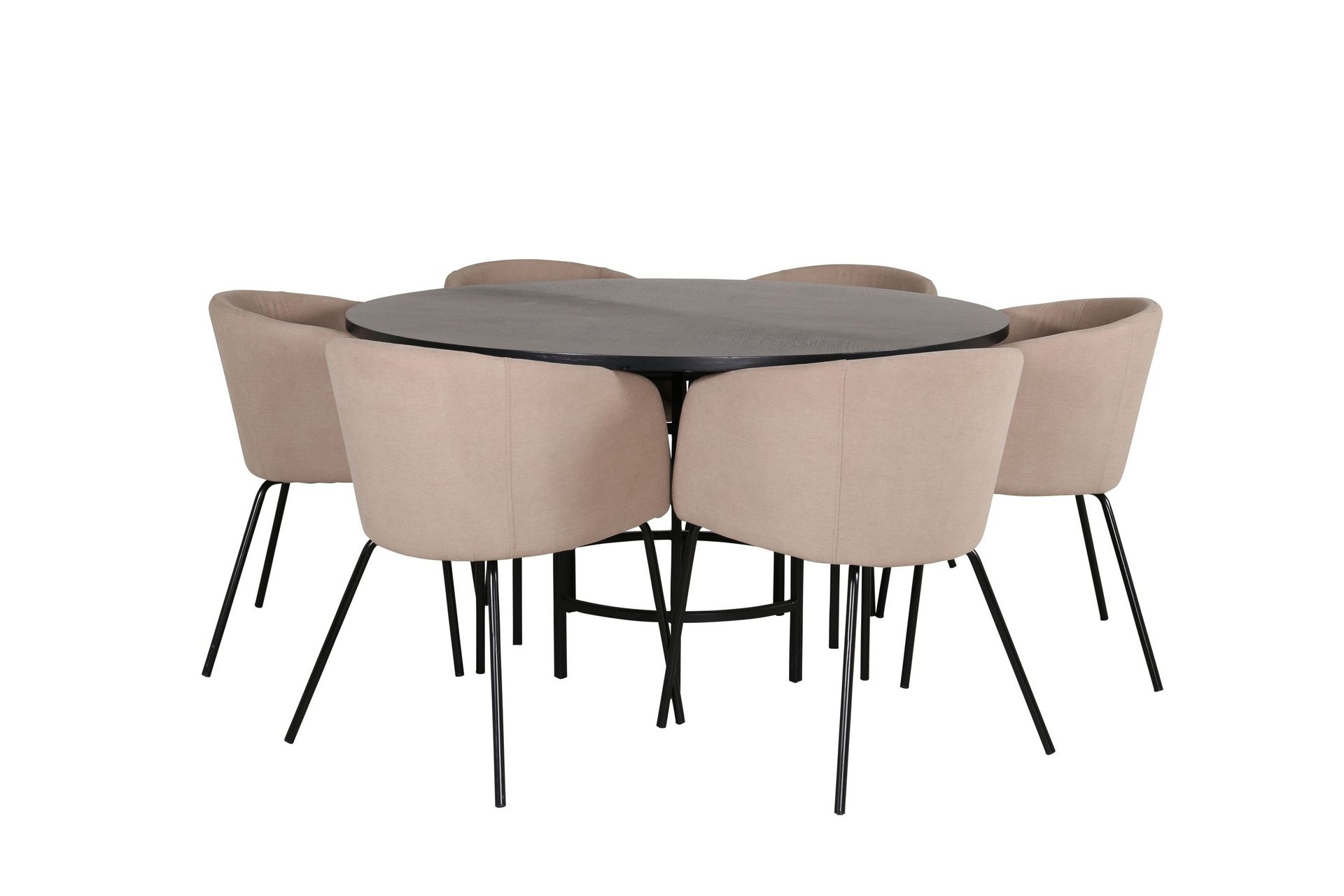 Copenhagen spisegruppe 140 cm rund med 6 Berit-stoler -