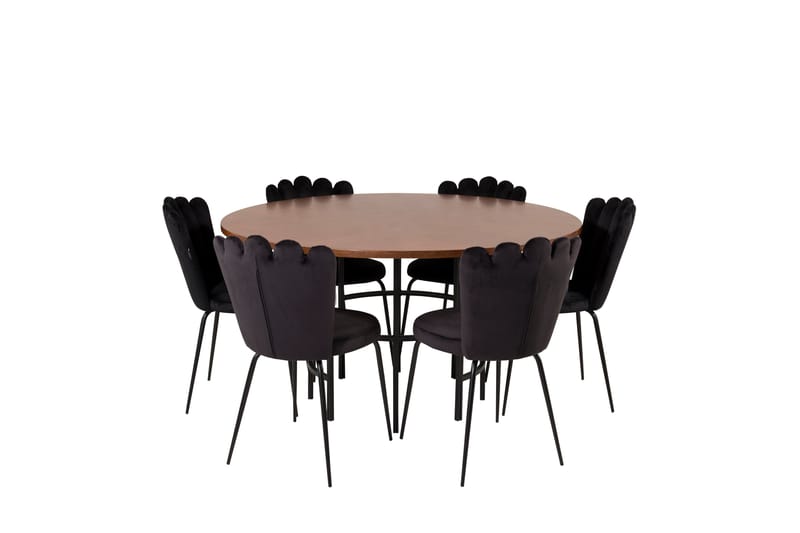 Copenhagen Spisegruppe 140 cm Rund med 6 Limhamn Stoler - Sort - Møbler - Bord - Spisegrupper
